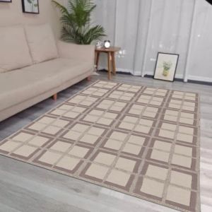 Sand Clay Brown Aureum Frame Woolen Rug