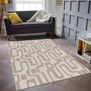 Taupe Ivory Maze Luxe Woolen Rug