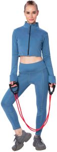 Lycra Blue Safarfit Solid Women Track Suit