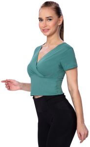Ladies V Neck Cross Over Training Crop Top