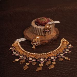 Royal Pearl Coin Fringe Necklace Set
