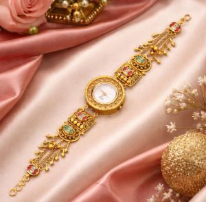 Traditional Kundan Motif Bracelet Watch