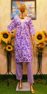 ladies purple cotton suit