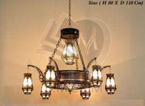 Six Portuguese Style Brass Chandelier