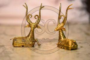Brass Sitting Deer Dhokra Art