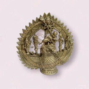 Brass Dokra Durga On Owl Artwork