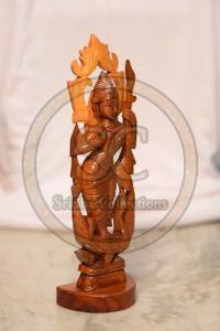 Wooden Goddess Saraswati Statue