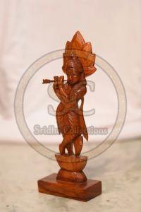 Wooden Lord Krishna Statue