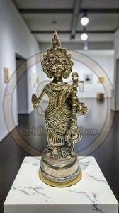 Brass Dhokra Handmade Saraswati Idol