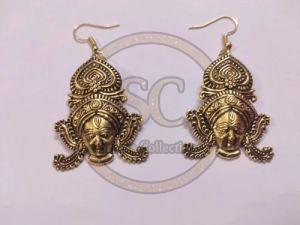 Anti Tarnish Brass Durga Design Earrings