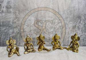 Antique Brass Dokhra Sitting Ganesh Statue