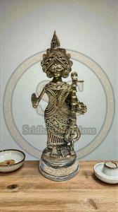 Brass Dhokra Handmade Saraswati Idol