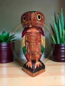 Brown Bengal Folk Art Wooden Owl