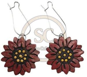 Brown Flower Design Terracotta Earrings