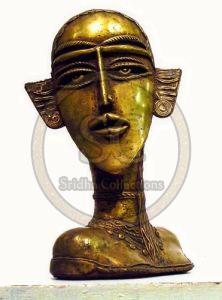 Dhokra Brass Tribal Face Showpiece