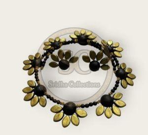 Flower Design Terracotta Clay Necklace Set