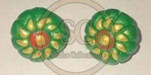 Green Terracotta Clay Stud Earrings