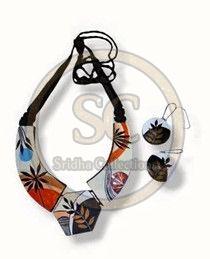 Hand Painted Terracotta Clay Necklace Set