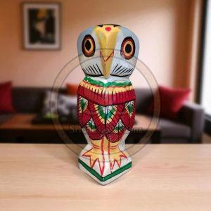 Handmade Bengal Folk Art Wooden Owl