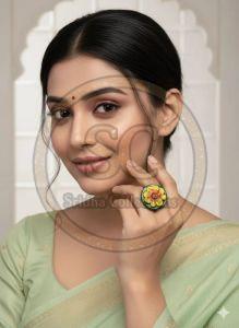 Handmade Flower Design Terracotta Clay Finger Ring
