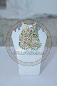 Multicolor American Diamond Party Wear Earrings