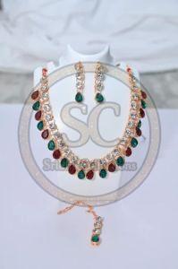 Multicolored American Diamond Necklace Set