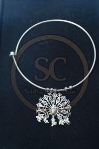 Round Silver Oxidized Pendant Necklace