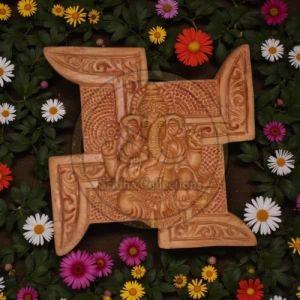 Terracotta Clay Ganesha Swastik Wall Hanging