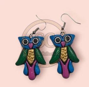 Terracotta Owl Shaped Earrings
