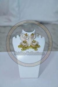 Traditional Green and Silver American Diamond Jhumka Earrings