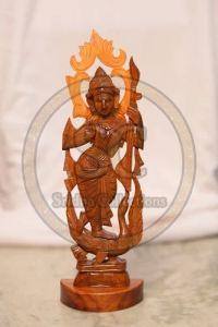 Wooden Goddess Saraswati Statue