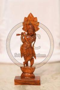Wooden Lord Krishna Statue