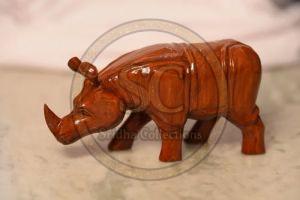Wooden Rhino Statue
