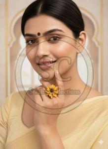 Yellow Flower Design Terracotta Finger Ring