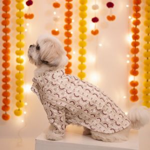 Festive Glory Red White Dog Kurta
