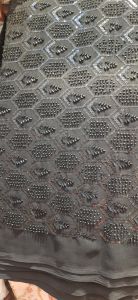 Ladies Black Designer Cutdana Embroidery Fabric