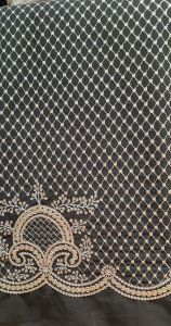 Ladies Black Georgette Resham Daman Work Fabric