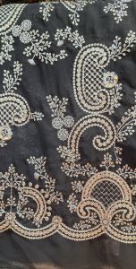 Ladies Black Georgette Zaal Resham Work Fabric