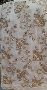 Ladies Georgette Rose Gold Floral Zaal Fabric