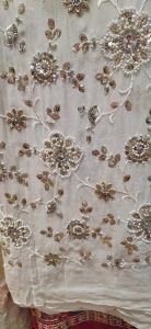 Ladies Georgette Silver Cutdana Embroidered Designer Fabric