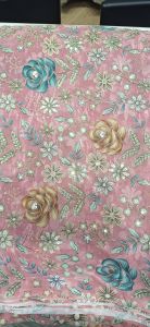 Ladies Pink Crepe Position Print Fabric