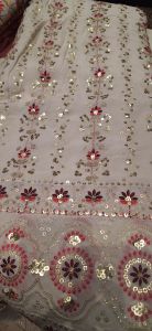 Ladies Pink Sequin Border Designer Daman Fabric
