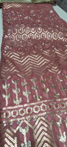 Ladies Pink Sequin Embellished Party Wear Fabric