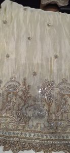 Ladies Tissue Silk Elephant Daman Embroidery Fabric