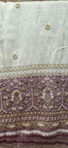 Ladies Tissue Silk Jacquard Purple Daman Fabric