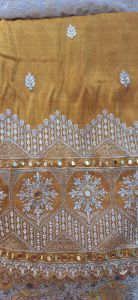 Ladies Tissue Silk Rust Colour Daman Designer Fabric