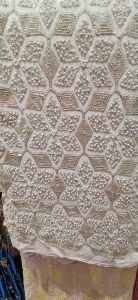 Ladies White Georgette Silver Cutdana Fabric