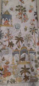 Ladies White Matka Silk Classic Thread Work Fabric