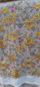 Ladies Yellow Georgette Allover Embroidery Work Fabric