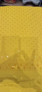 Ladies Yellow Textured Georgette Designer Fabric